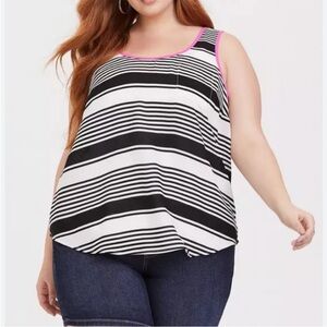 Torrid Women's Black and White Striped Pocket Tank Top Size 3X